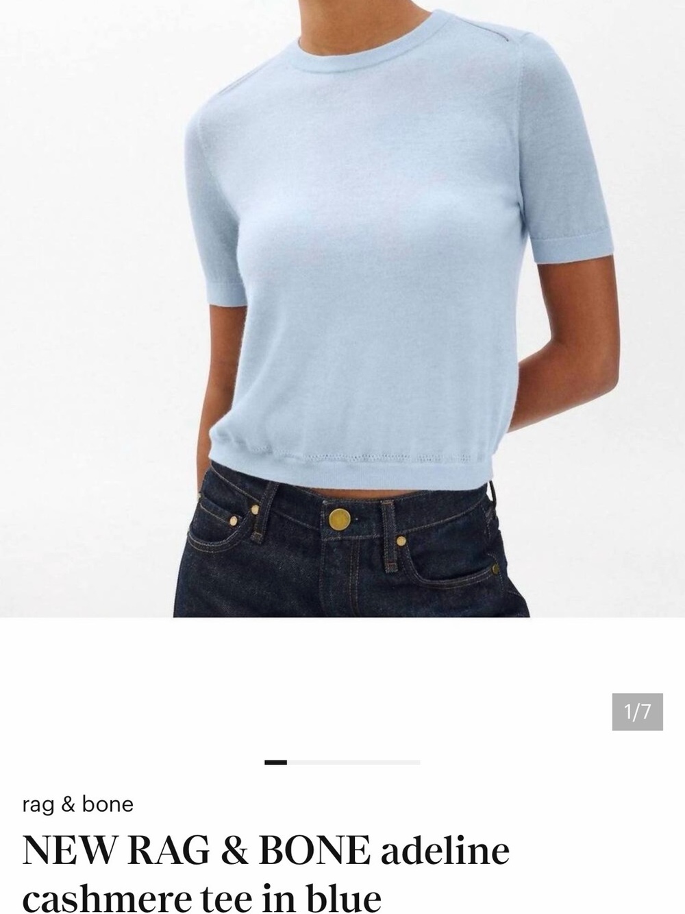 Rag & Bone Adeline Cashmere Short Sleeve Sweater size small- Never worn before